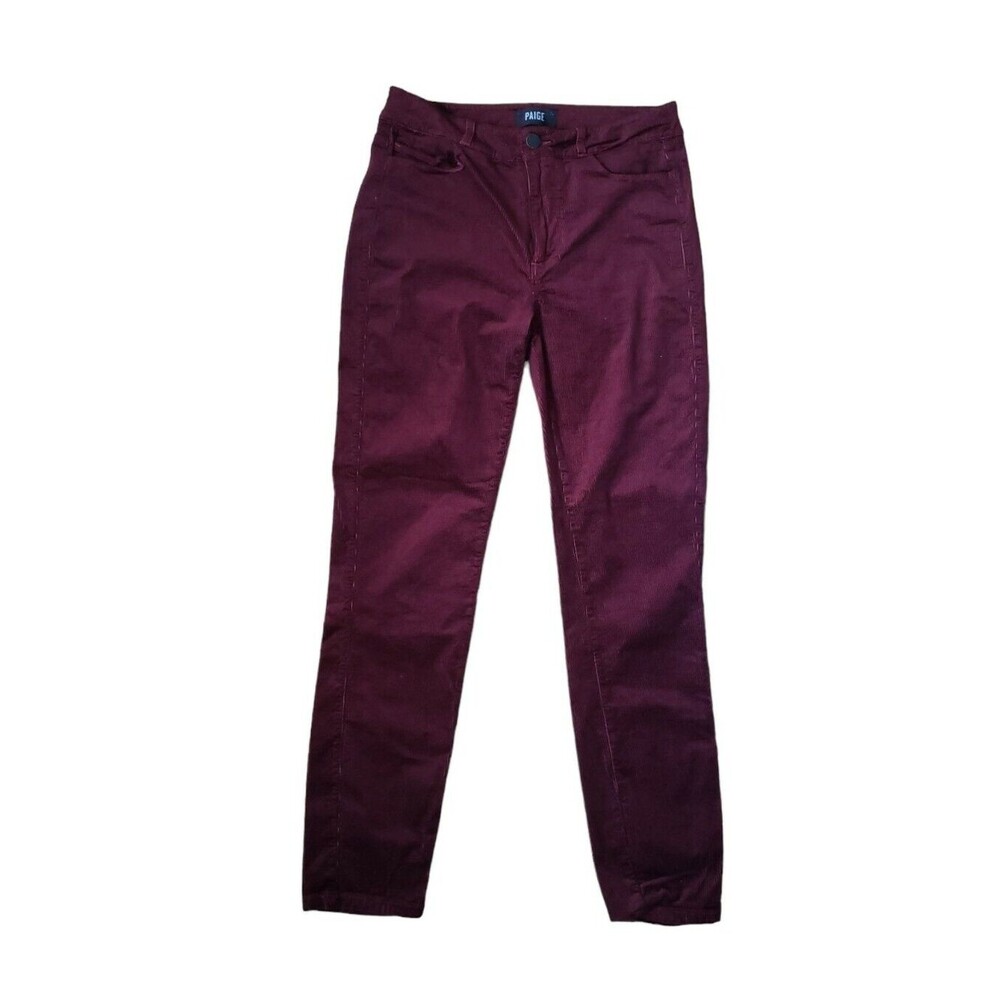 Paige Women's Hoxton Wine Academia Ultra Skinny Corduroy Ankle Pants Size 29